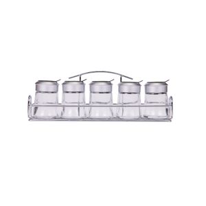 Porta Condimento De Vidrio 60ml C/Soporte 6pcs