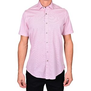 Camisa m/c rosa fantasia s/ bolsillo hombre