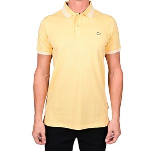 Polo M/C Amarillo Claro Liso Gola Rayas Hombres